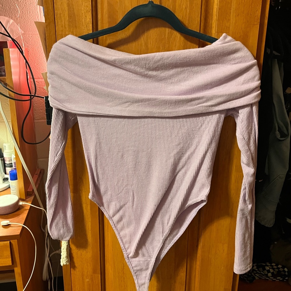 Lilac Purple Urban Outfitters Off The Shoulder Bodysuit.